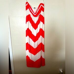 Orange and White Maxi Dress Size XL